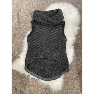 Shui Chen Leather Cowl Neck Knit Sweater Tank